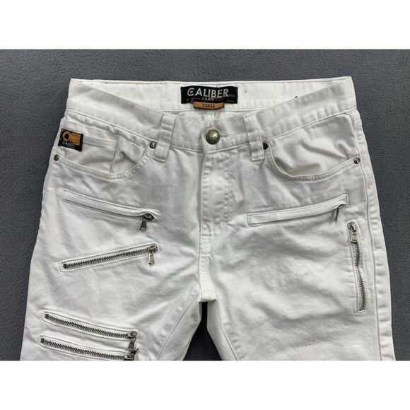 CDMG Caliber Denim Jeans Men's Size 32X32 White Moto Biker Stained Grunge - Picture 8 of 16